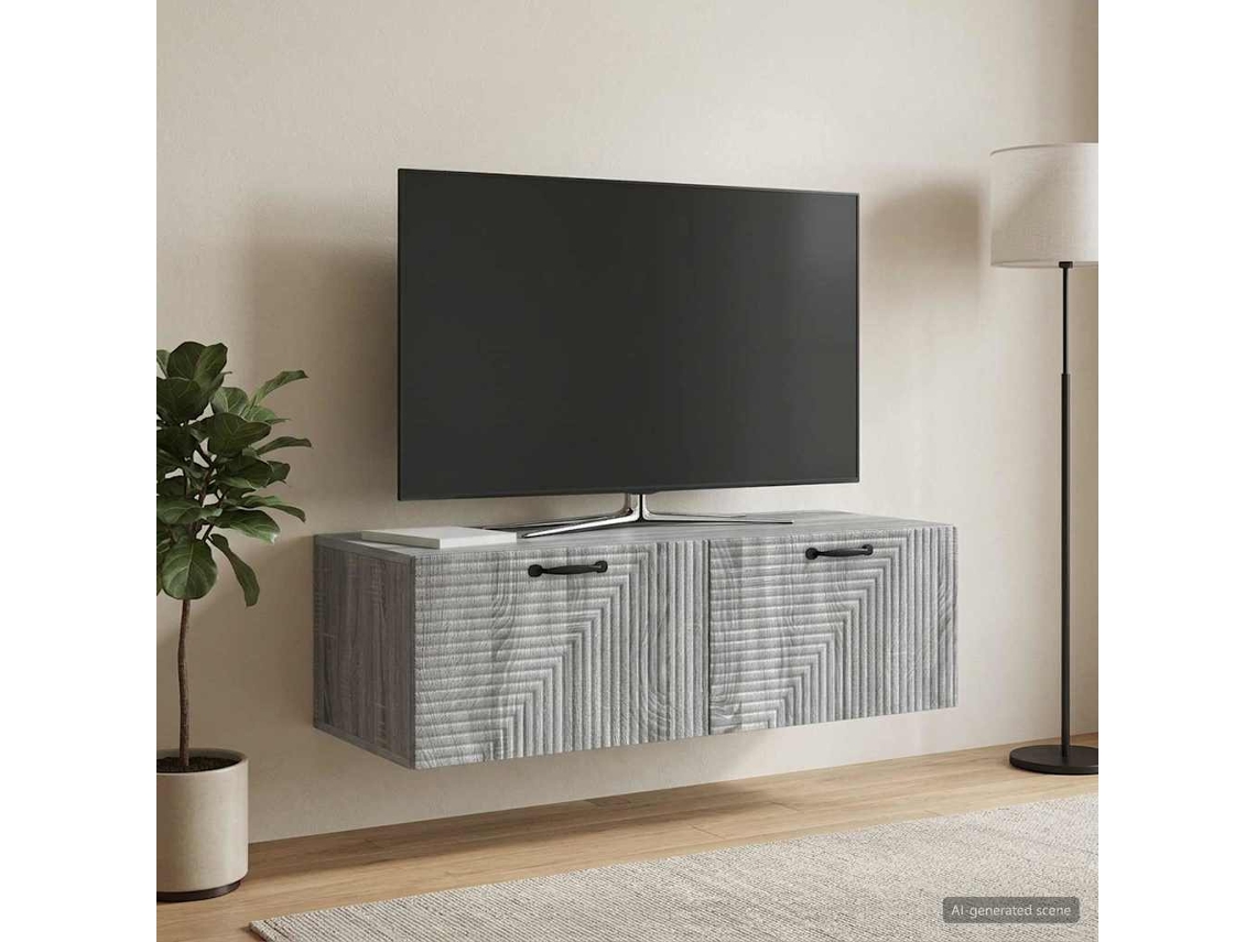 Vidaxl Gabinete De Tv De Parede 98 X 41 X 30 Cm Sonoma Cinzento