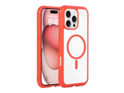 Capa Tkdaddy Para Iphone 16 Pro Compatível Com Magsafe Tpu Pc, Capa Protetora Transparente Vermelha