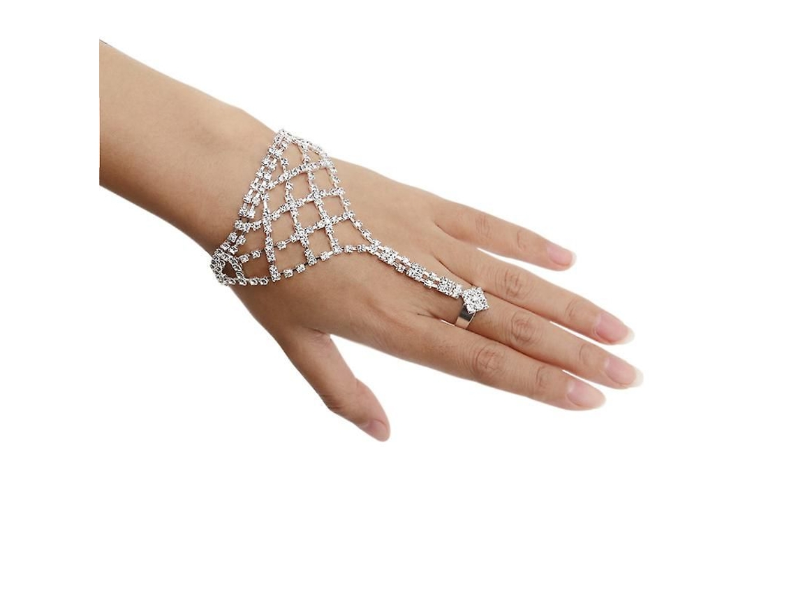 Pulseira De Punho Com Strass E Anel Para Mulheres E Meninas, Elegante