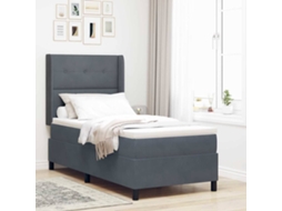 Vidaxl Cama Box Com Fitas Led Cinza Escuro 90 X 190 Cm Veludo