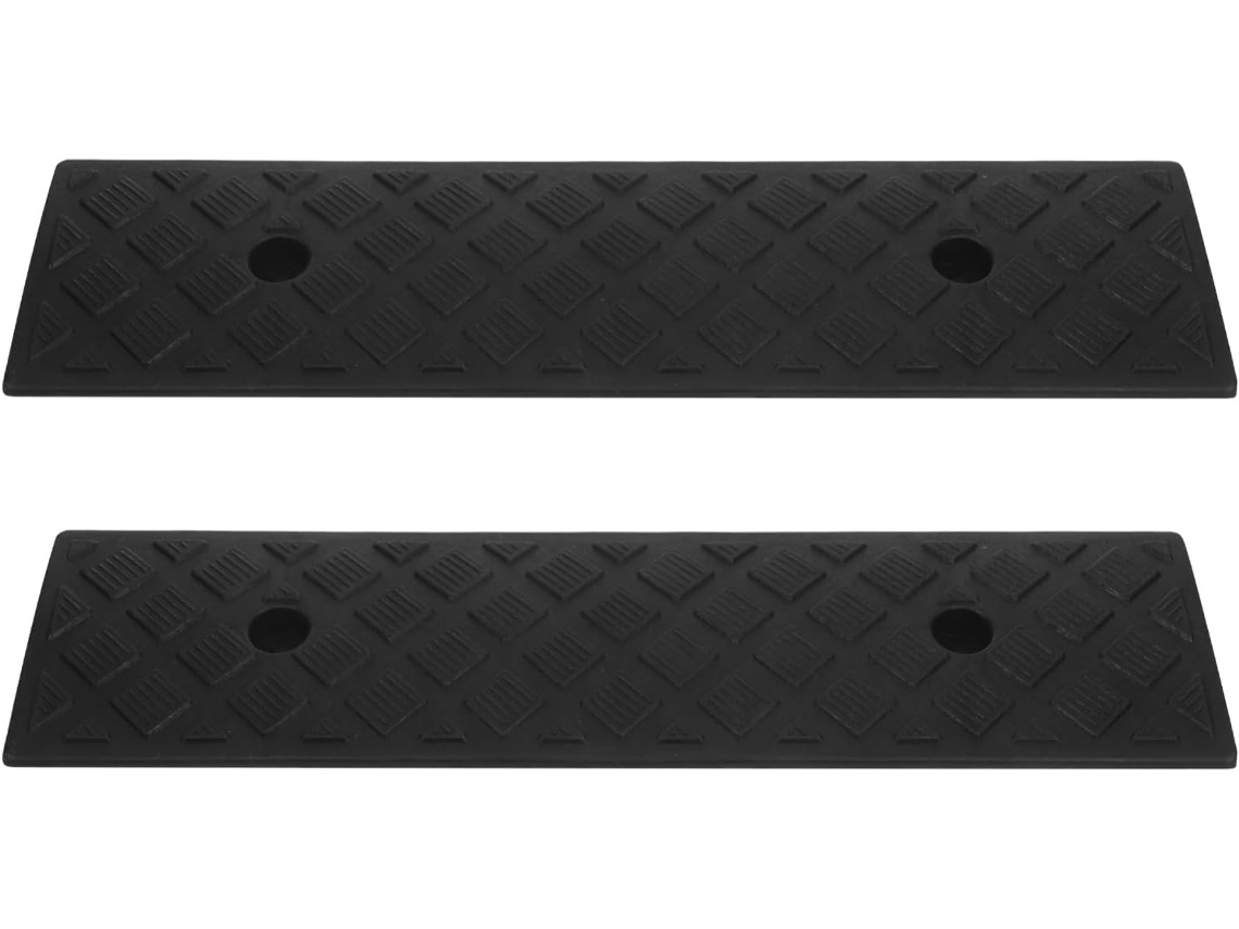 Rampa De Acesso Para Carros Em Borracha Resistente, 2 Peças, 3 Cm, Preta, Antiderrapante.