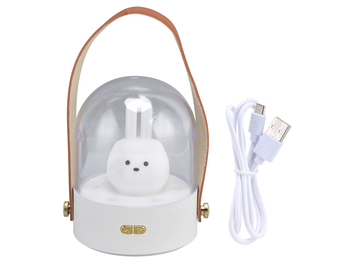 Lâmpada Mesa Portátil Led Música Carregamento Usb Coelho Branco