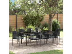 Vidaxl Conjunto De Jantar Para Jardim 9 Unid. Preto Rattan De Pe