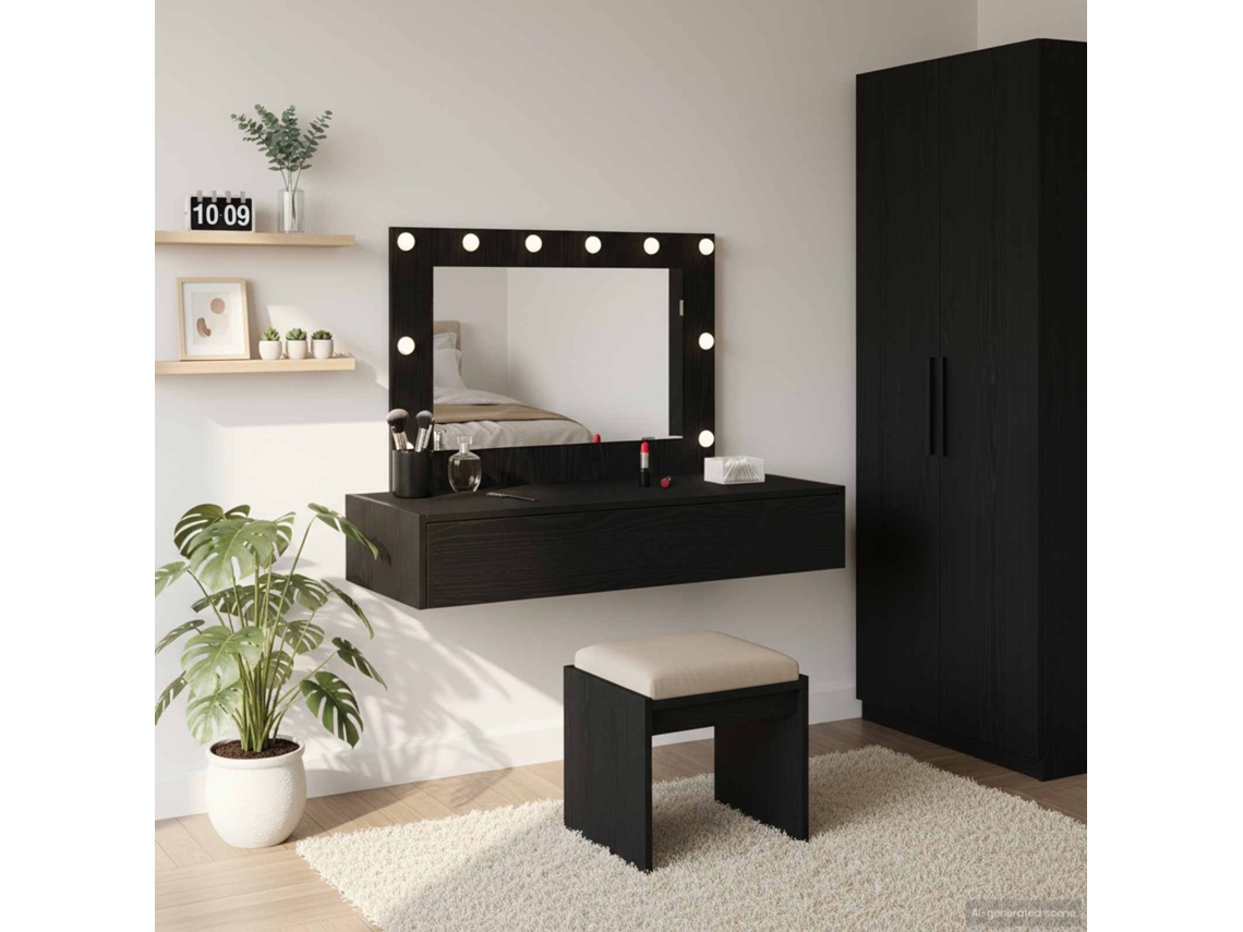 Vidaxl Mesa De Vestir Preto 100 X 40 X 70 Cm Derivados De Madeira
