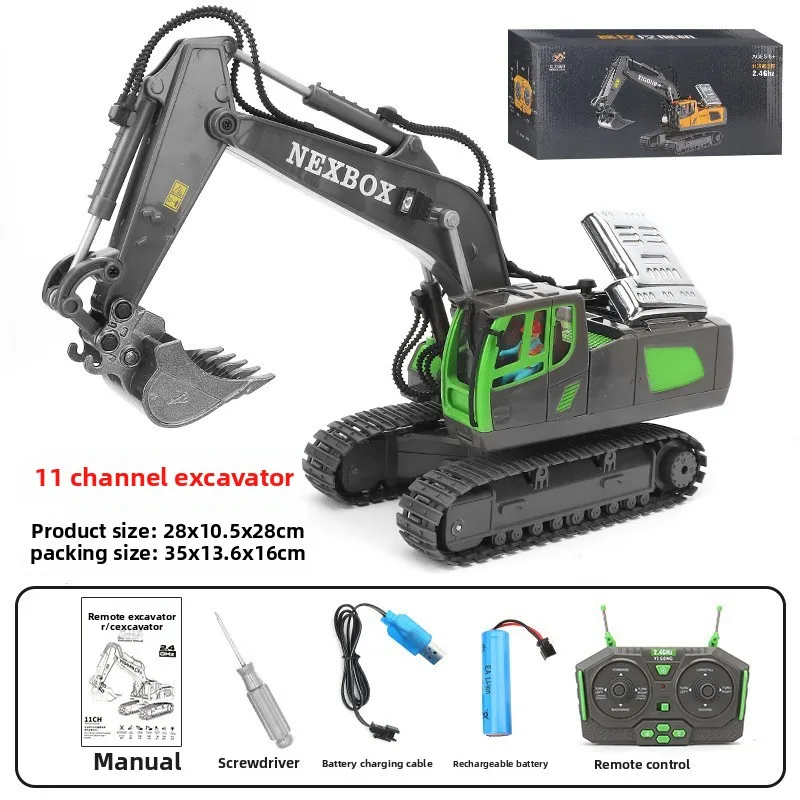 (1 bateria) Caminhão de engenharia elétrica com controle remoto, luzes e efeitos sonoros, recarregável