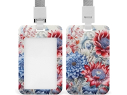 Porta-cartões Crachá, vermelho e azul, em plástico resistente, para identificação por proximidade e cartões de crédito.