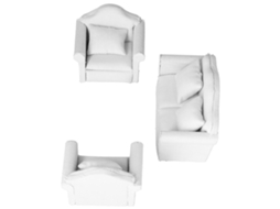 Primerox conjunto de 3 Sofás Miniatura Casa de Bonecas 1:12 Branco Simulação Madeira Decoração
