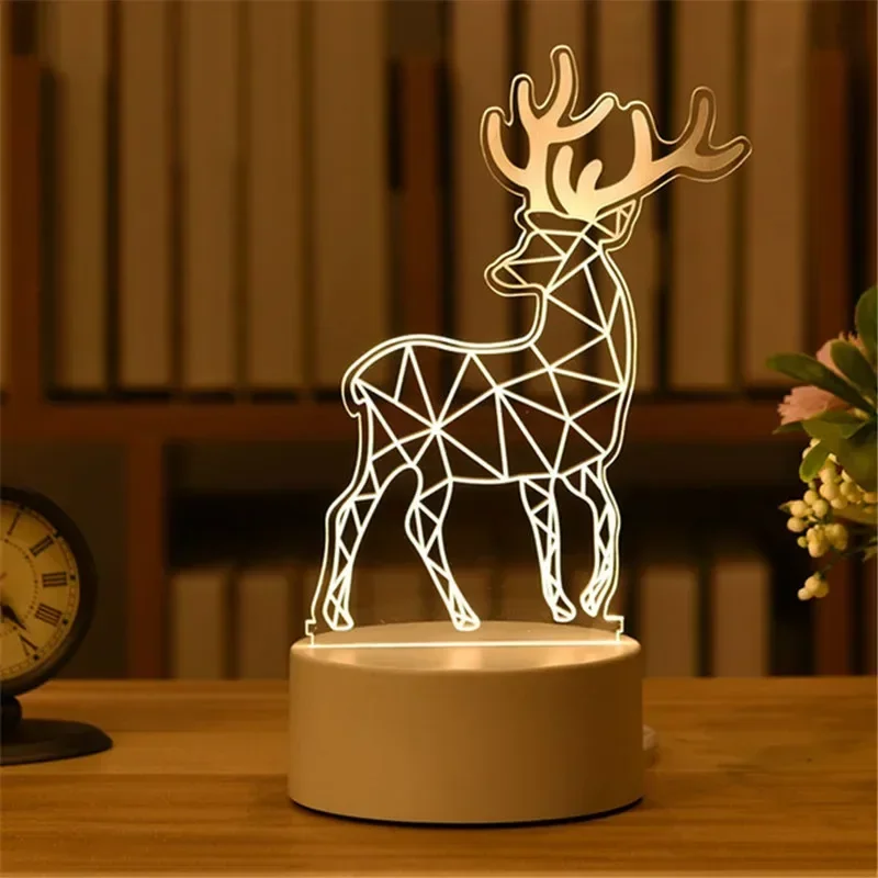 Luminária Noturna Led Usb 3d em Acrílico, Decoração para Quarto MDUG (luz Quente)
