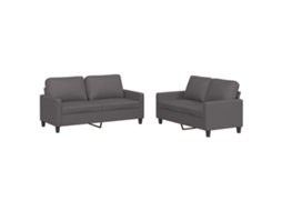 Conjunto de 2 Sofás com Almofadões Couro Artif. Cinzento MAISON EXCLUSIVE