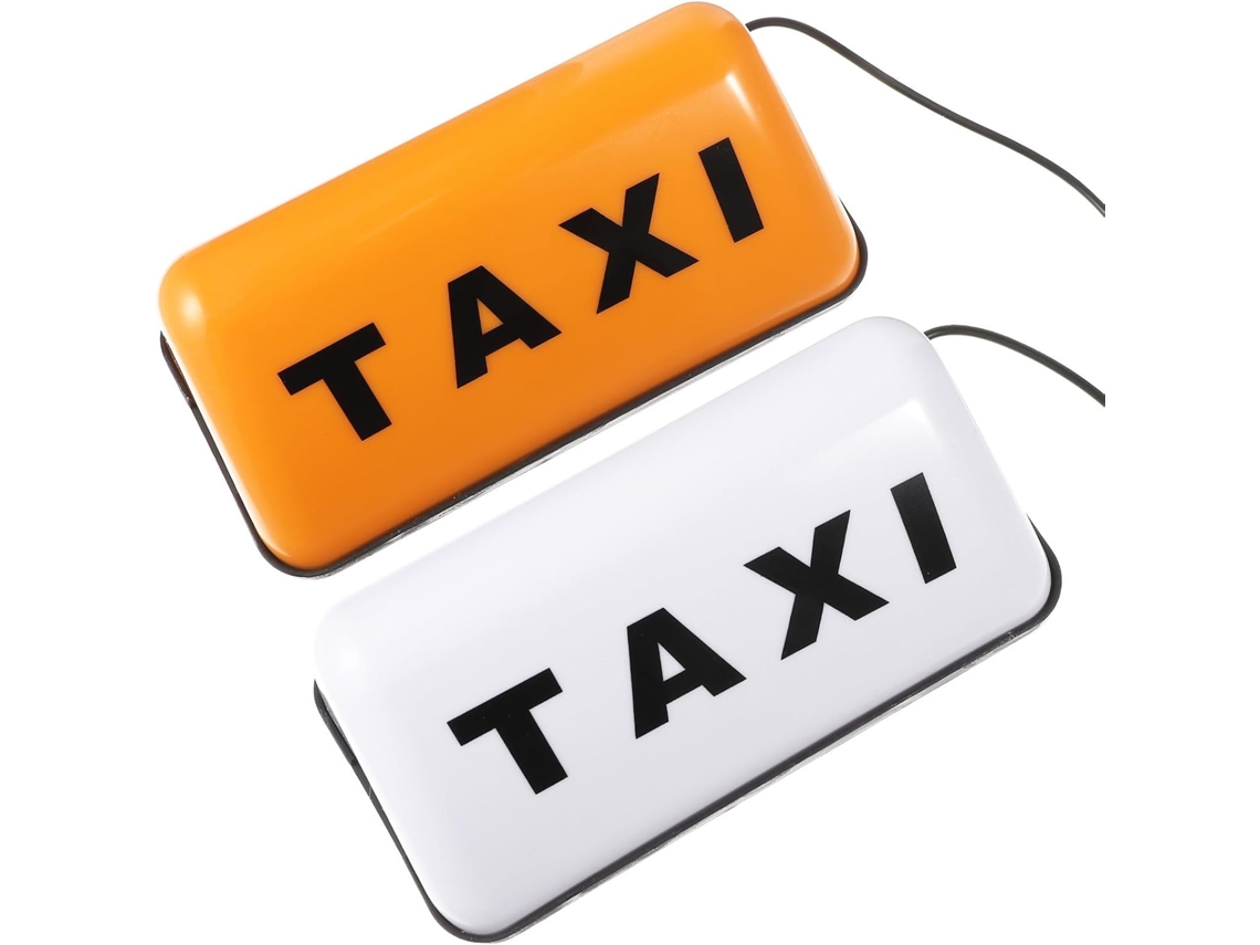 Placa de táxi retrô iluminada, 2 peças, design simples em ABS e COB para lâmpada.