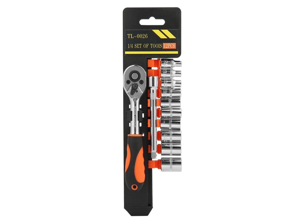 Kit de Ferramentas de Reparação Chave Inglete e Soquetes 12pcs 1/4