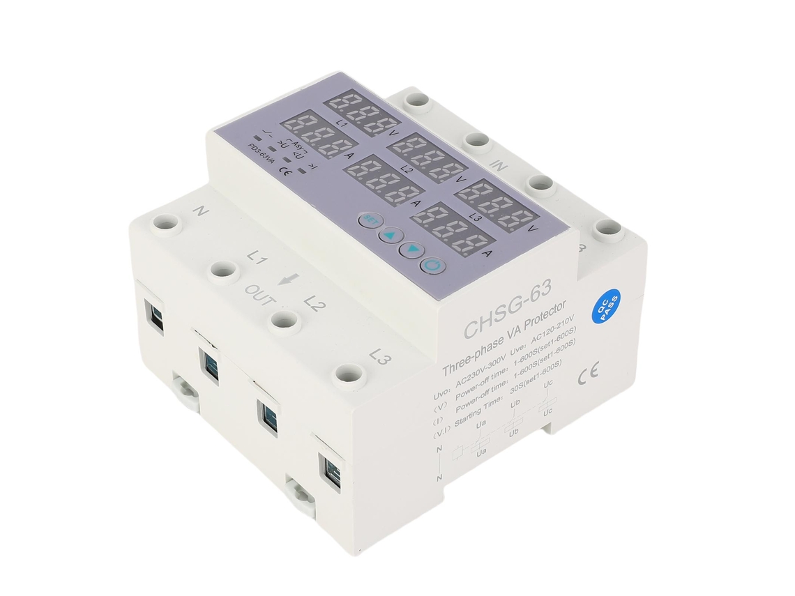 Laxiscreed Voltímetro Trifásico Para Guia Din Com Proteção Automática Contra Sobretensão