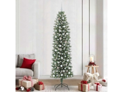 Vidaxl Árvore Slim De Natal Artificial Verde E Branco 240 Cm