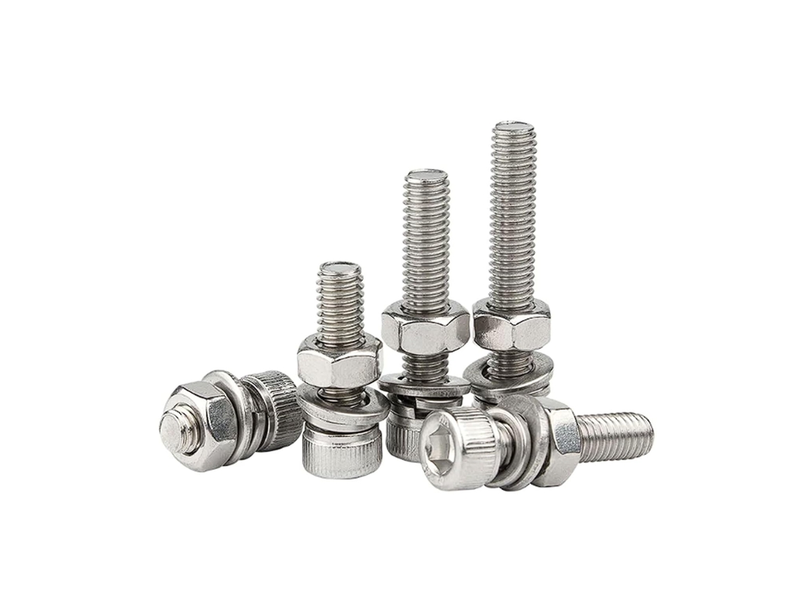 Kit De Parafusos E Porcas Sextavadas M6, Aço Inoxidável 304com Arruelas Planas De Pressão, Conjuntos De 10 20, Conjunto