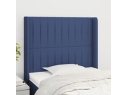Vidaxl Cabeceira de Cama C/ Abas Tecido 83x16x118/128 Cm Azul