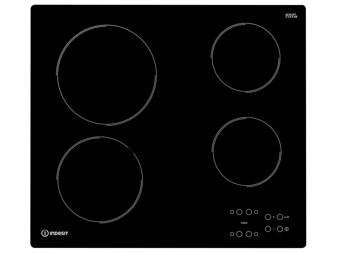 Placa de Vitrocerâmica INDESIT RI 161 C (Elétrica - 58 cm - Preto)