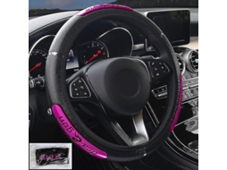 Capinha Volante Carro Couro Falso Reflexivo Design Dragão Chinês 38cm Xj03 Cor De Rosa