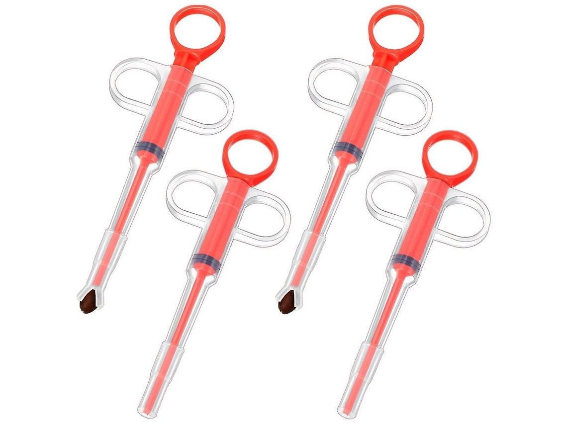 Kit Com 4 Alimentadores De Comprimidos Para Pets, Com Ponta Macia De Silicone (vermelho)