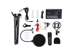 Kit de Microfone de Suspensão Placa de Som Profissional Microfone e Conjunto de Suporte de Braço de Microfone Preto (Outlet Grade A)