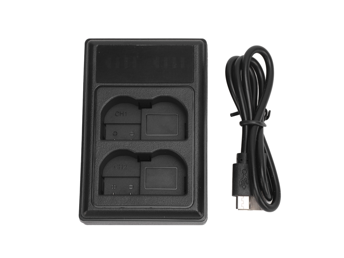 Cargador De Baterías De Cámara Com Duas Ranuras E Tela Lcd Para En El15 El15a Micro Usb