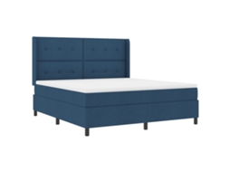 Cama Box  Com Colchão Azul Vidaxl Tecido (180x200 Cm)