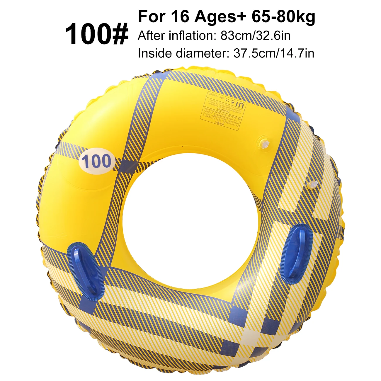 (100 Amarelo) 1 Boia Inflável Para Adulto Com Alça, Boia Redonda Para Piscina