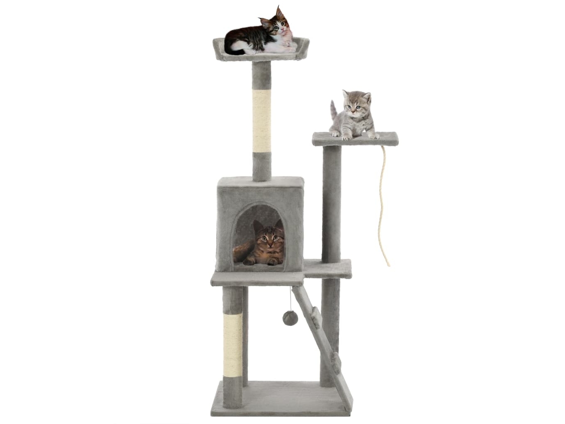 Vidaxl Árvore P/ Gatos C/ Postes Arranhadores Sisal 120 Cm Cinzento