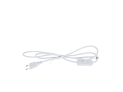 Cabo De Alimentação Com Interruptor, Enchufe Europeu 130 Cm, 220v, Branco, Adequado Para Enchufes, Fontes E Portalâmpadas Alpinaluz