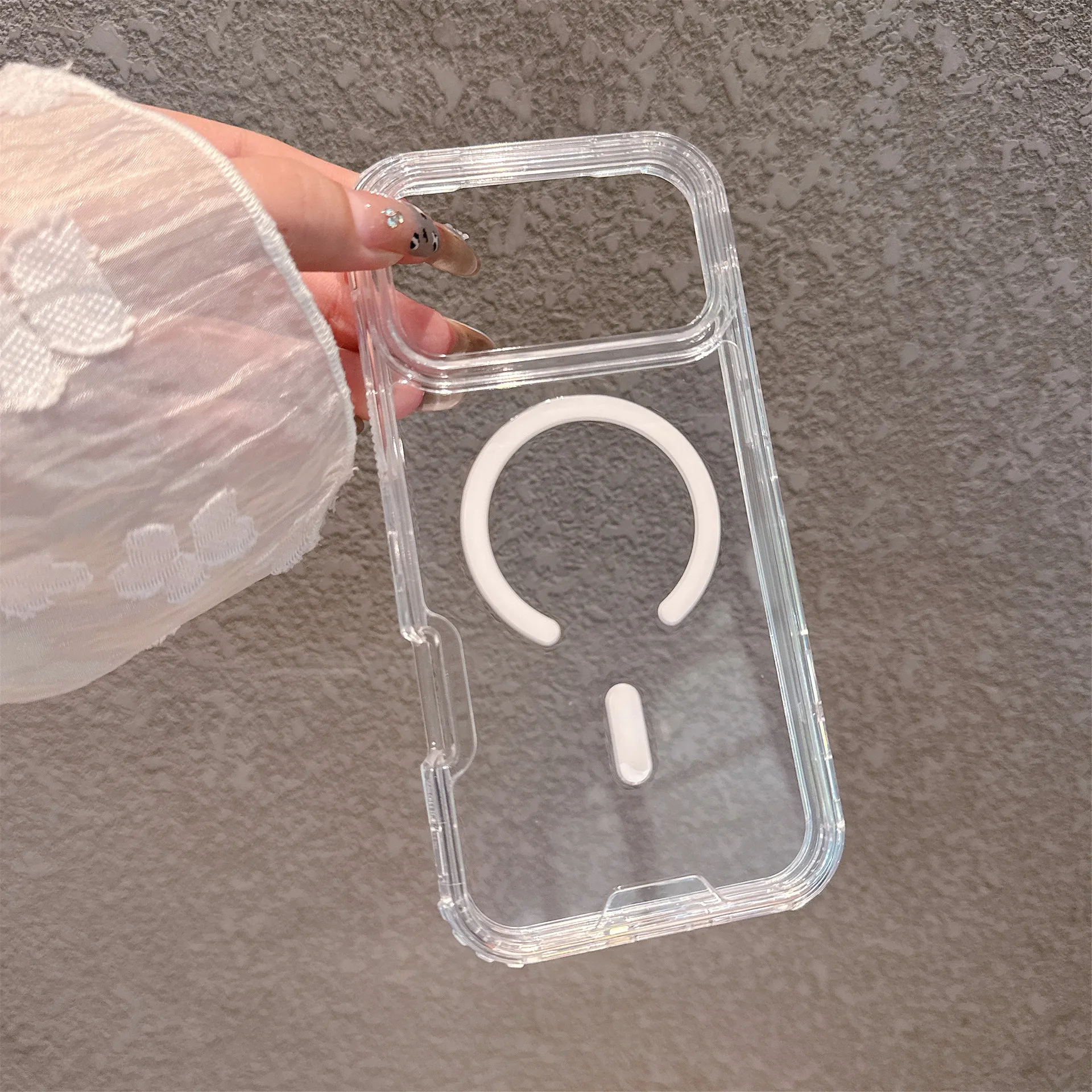 Capa Transparente Para Iphone 17, Compatível Com A Função Magnética Magsafe, Capa Protetora À Prova De Choque.