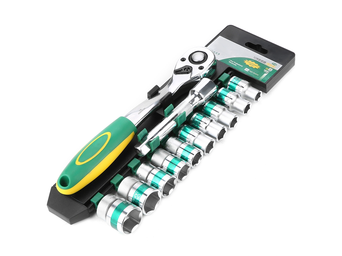 Kit 12pcs Chave de Boca 1/2" com Manivela e Chave de Fenda