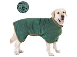 Roupão Absorvente, em Microfibra, para Cães, Secagem Rápida, Tamanho M, Verde AQUAFORGE