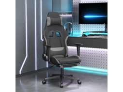 Vidaxl Cadeira De Gaming Com Apoio De Pés Tecido Preto E Cinza-claro