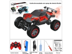 (vermelho) Carro 4x4 Com Controle Remoto 2.4g, Com Luzes Legais E Função De Jato De Água, Feito De Metal E Plástico, Inclui Bateria.