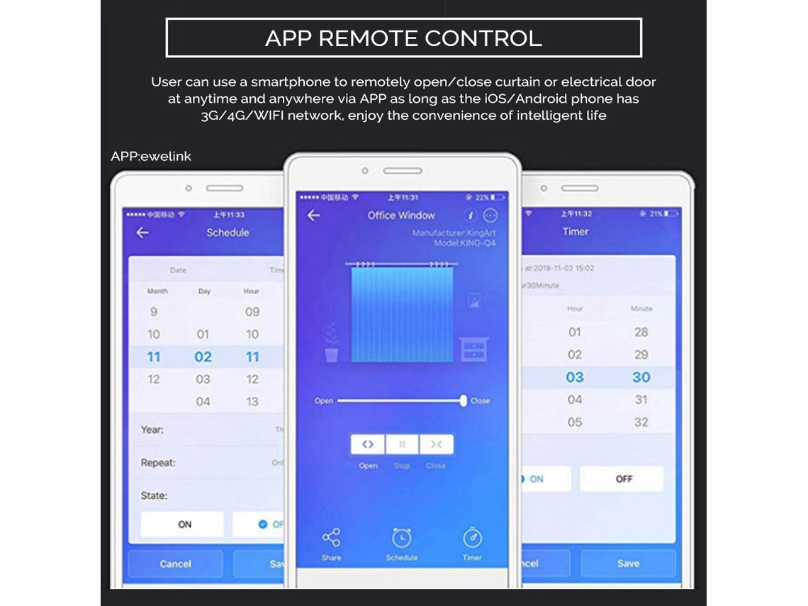 Módulo inteligente de cortina WiFi YURU, controle por voz Alexa, app, DIY