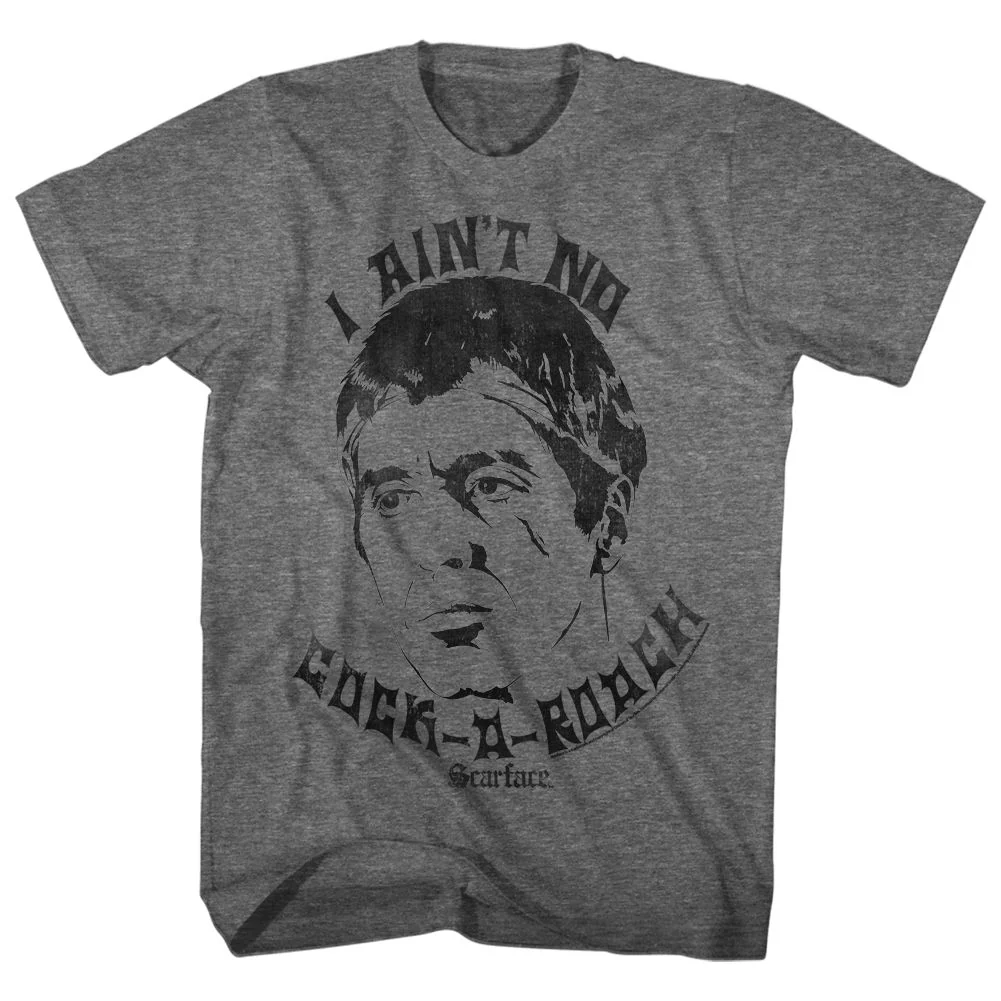 Rockinstone Scarface Movie Aint No Cockroach Heather Graphite Adult T-shirt Size:s