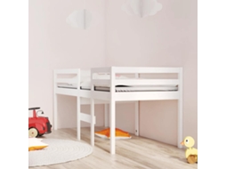 Cama Alta 90x200 Cm Madeira De Pinho Maciça Branco