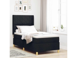 Vidaxl Cama Box Com Fitas Led Com Cabeceira Preto 100 X 200 Cm Tecido