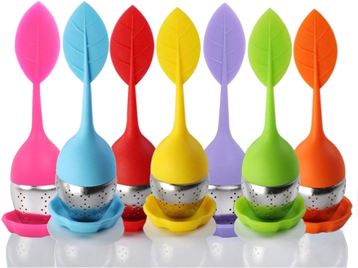 Infusor De Chá Conjunto 7 Peças Em Aço Inoxidável Com Alças Silicone E Bandeja Coletora Gotas Filtro Para A Granel O Melhor Chá Aquaforge