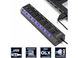 Adaptador de carregador multi USB 2.0 com 7 portas Adaptador de alta velocidade com interruptor liga/desliga para laptop/PC Strasse Tech