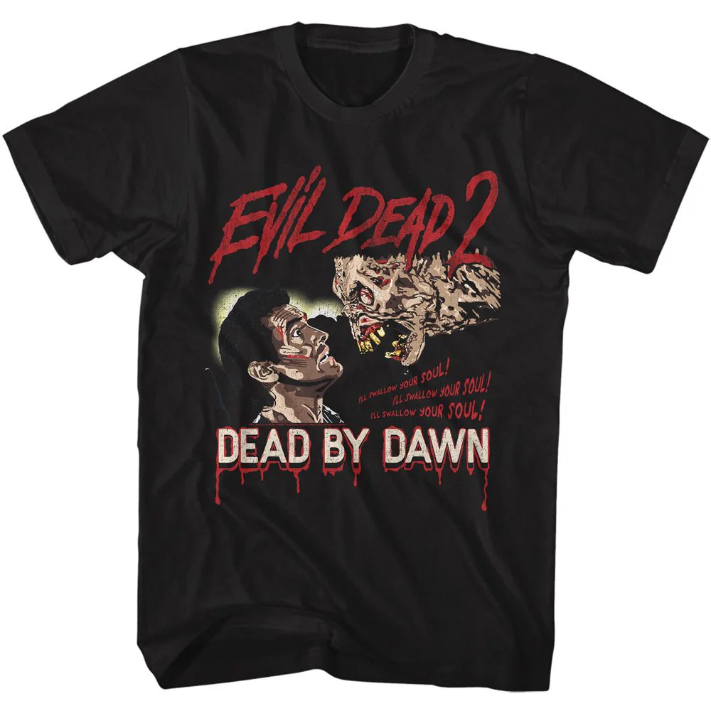 Unisex Adult T-shirt Rockinstone Evil Dead Ill Swallow Your Soul Black Sizexl