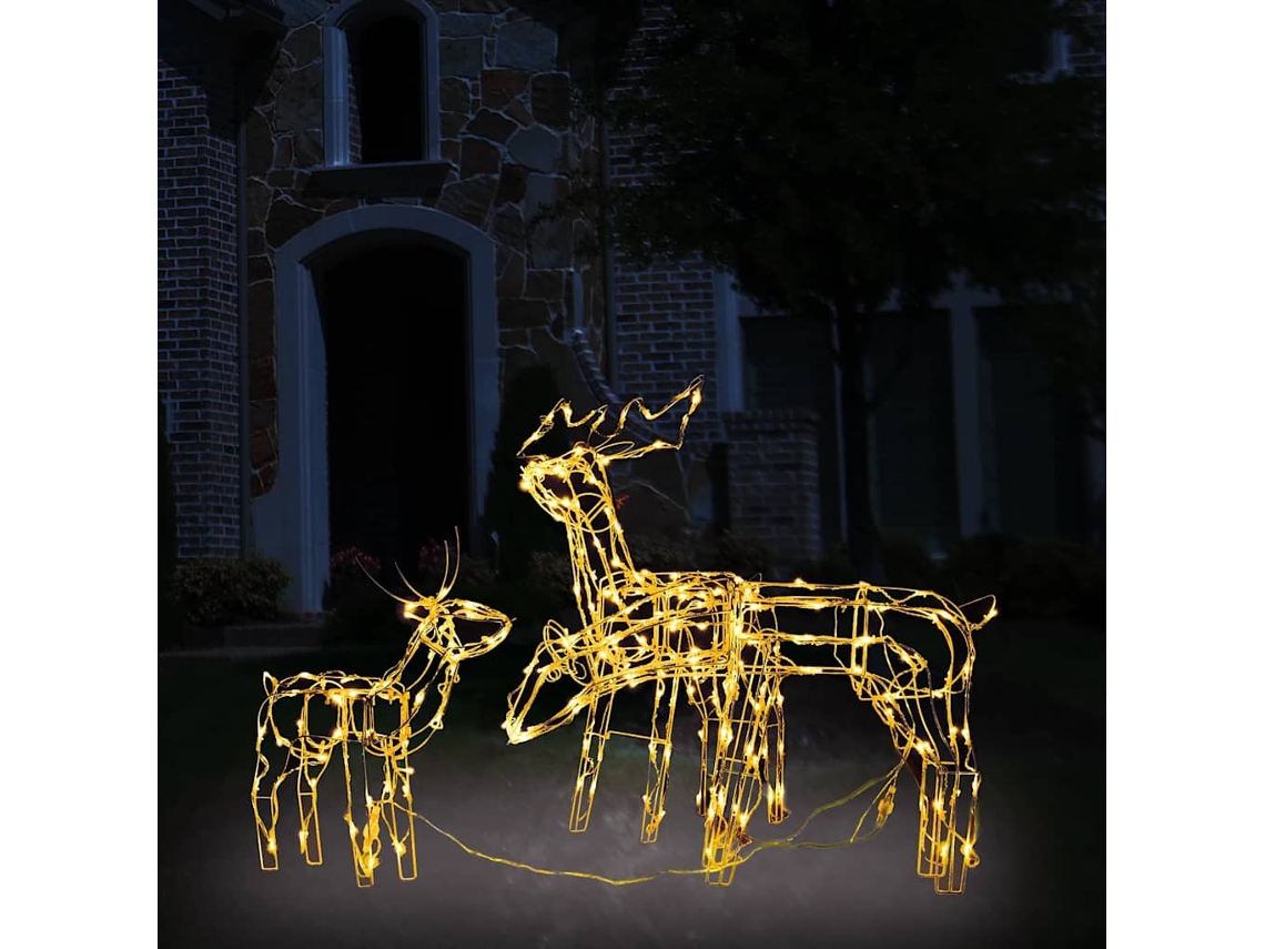 Vidaxl 3 Pcs Iluminação De Natal Renas 229 Luzes Led
