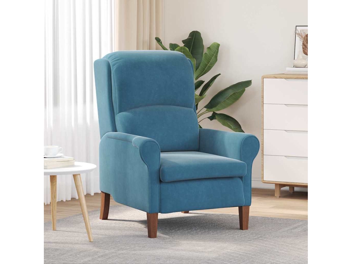 Vidaxl Poltrona Azul Veludo