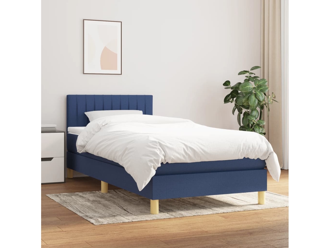 Cama De Solteirocama De Adultocama Com Molas/colchão 90x190 Cm Tecido Azul Wsd88967