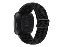 Bracelete de Nylon Ajustável Padrão de Onda para Fitbit Versa 3/Versa Sense Preto