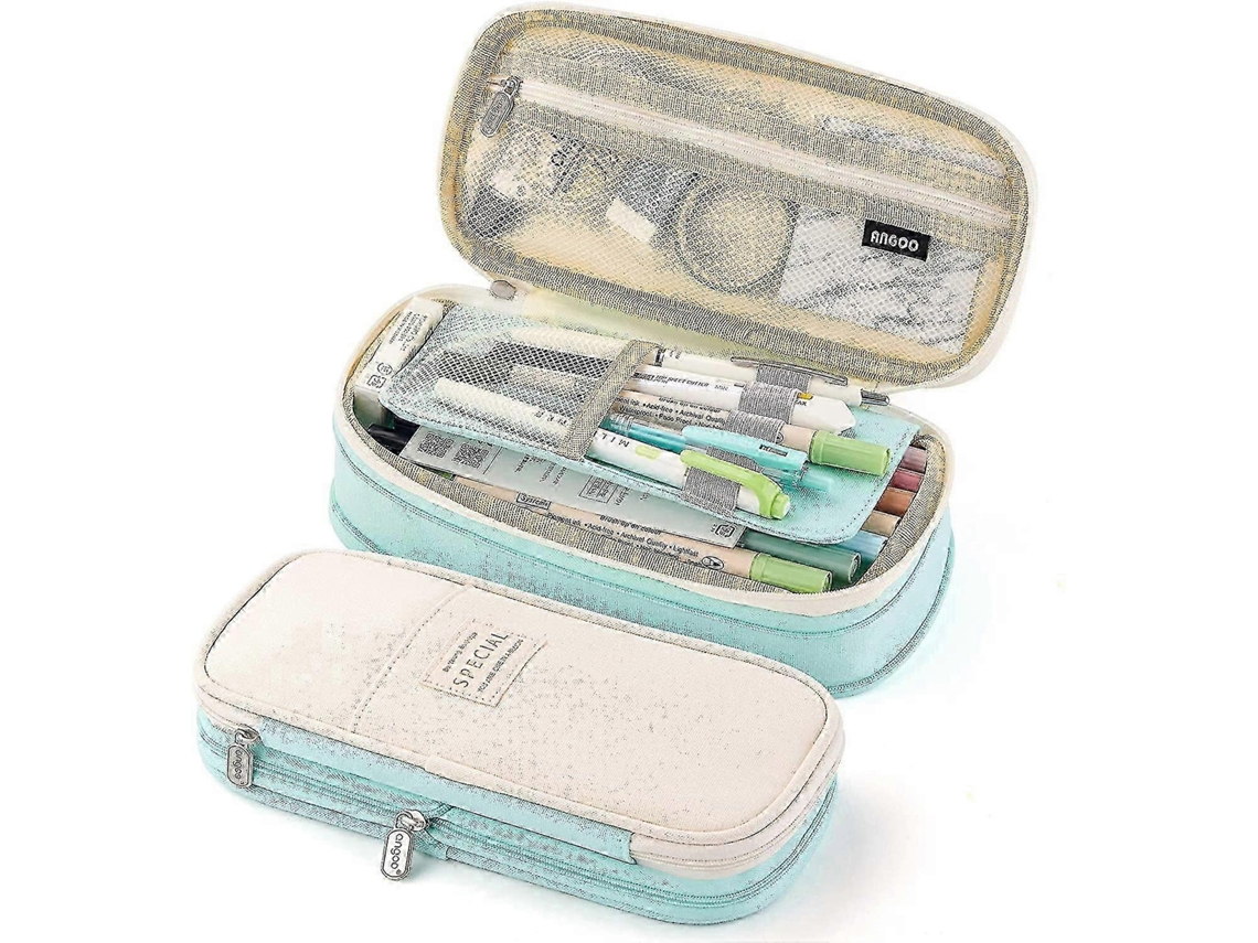 Estojo De Lápis De Grande Capacidade, Porta Canetas Para Escritório E Escola, Organizador De Bolsa De Armazenamento Alto Em Azul Olysi Shop