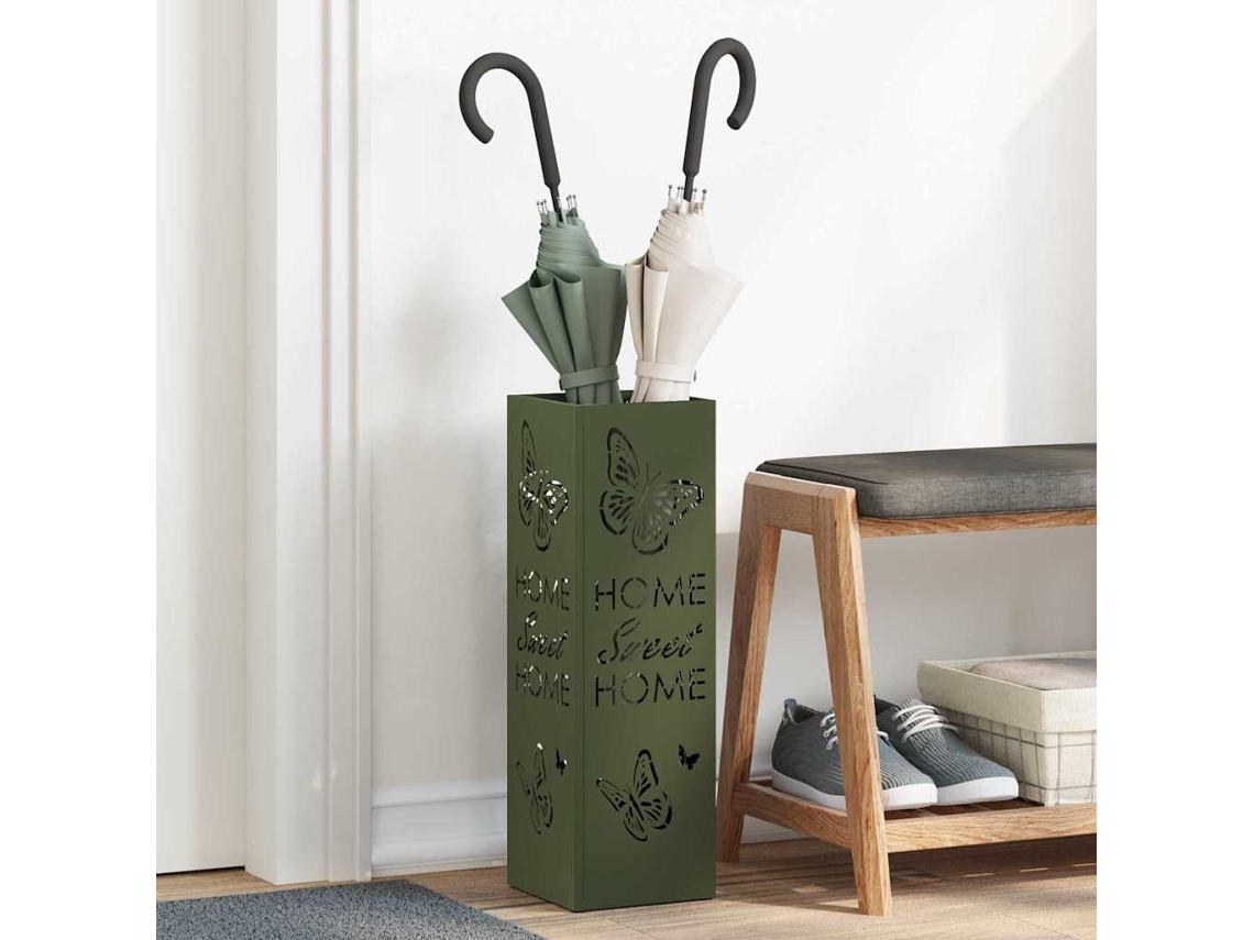 Vidaxl Suporte Para Guarda-chuva De Chuva Verde-azeitona Aço