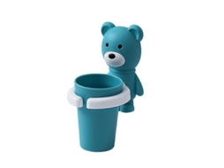 Suporte para escova de dentes infantil Rebe com ventosa, desenho de urso, para banheiro, feito de plástico PP de qualidade alimentar, tamanho 1.