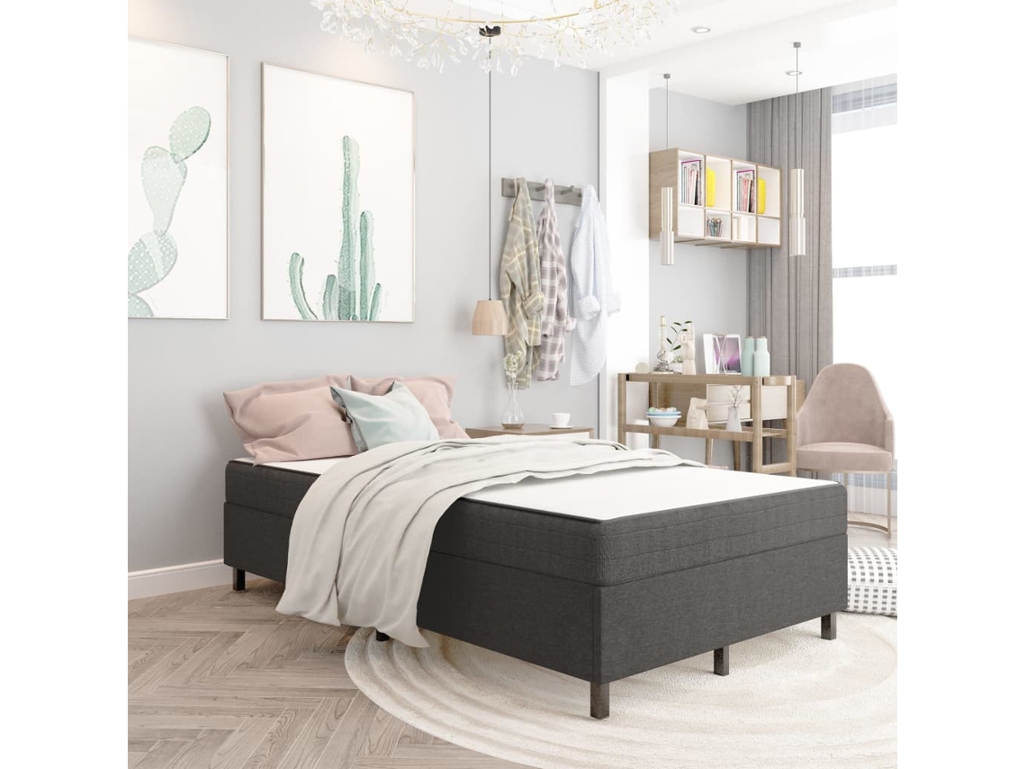 Vidaxl Cama Boxspring 120x200 Cm Tecido Cinzento