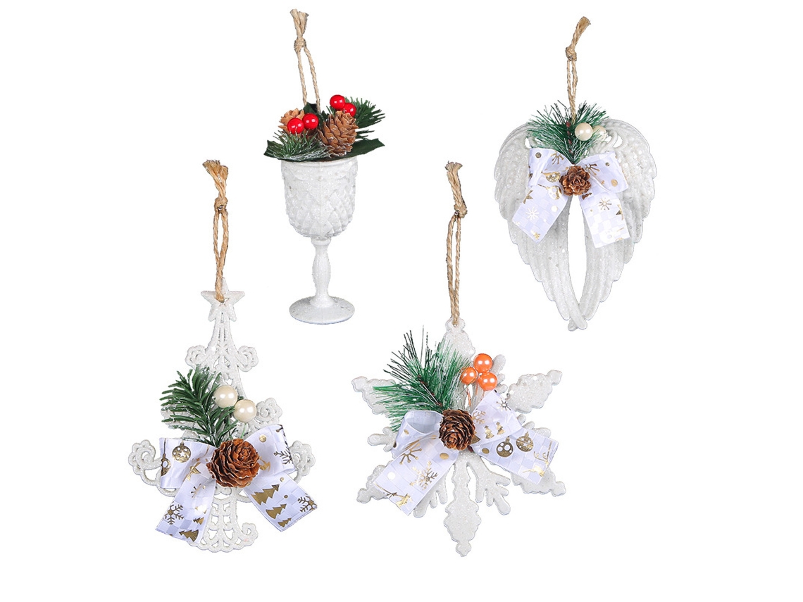 Laxiscreed Conjunto De 4 Enfeites Natalícios Com Pinecones, Ramos E Frutas Vermelhas Para Decoração Festiva