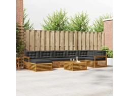 Vidaxl Conjunto De Sofás Para Exterior 8 Unid. Natural E Antracite